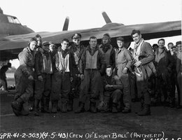 Captain Clark Gable (on the right) and the Eight Ball MK II Crew; After training in Kearney, Nebraska, Clark Gable was stationed in Europe