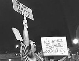 Farmers cheer the call for an ag strike at a rally in Pueblo, Colorado, 1977