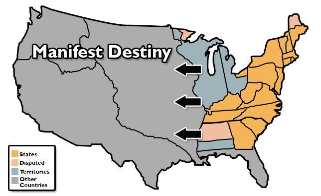 Map of US with Manifest Destiny