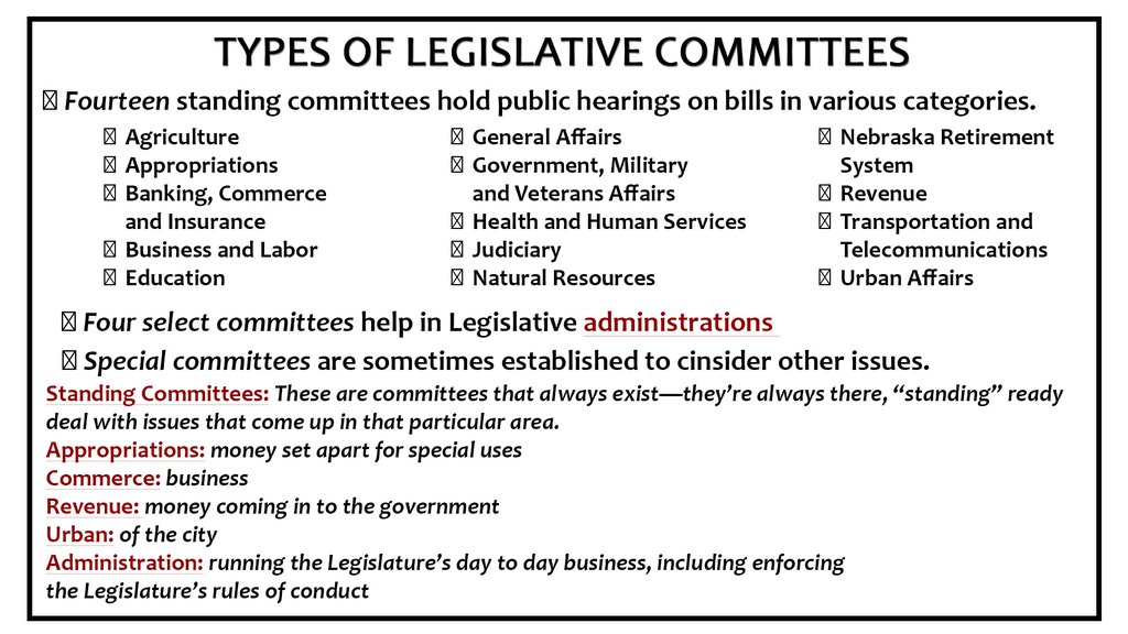 Types of Legislative Committees